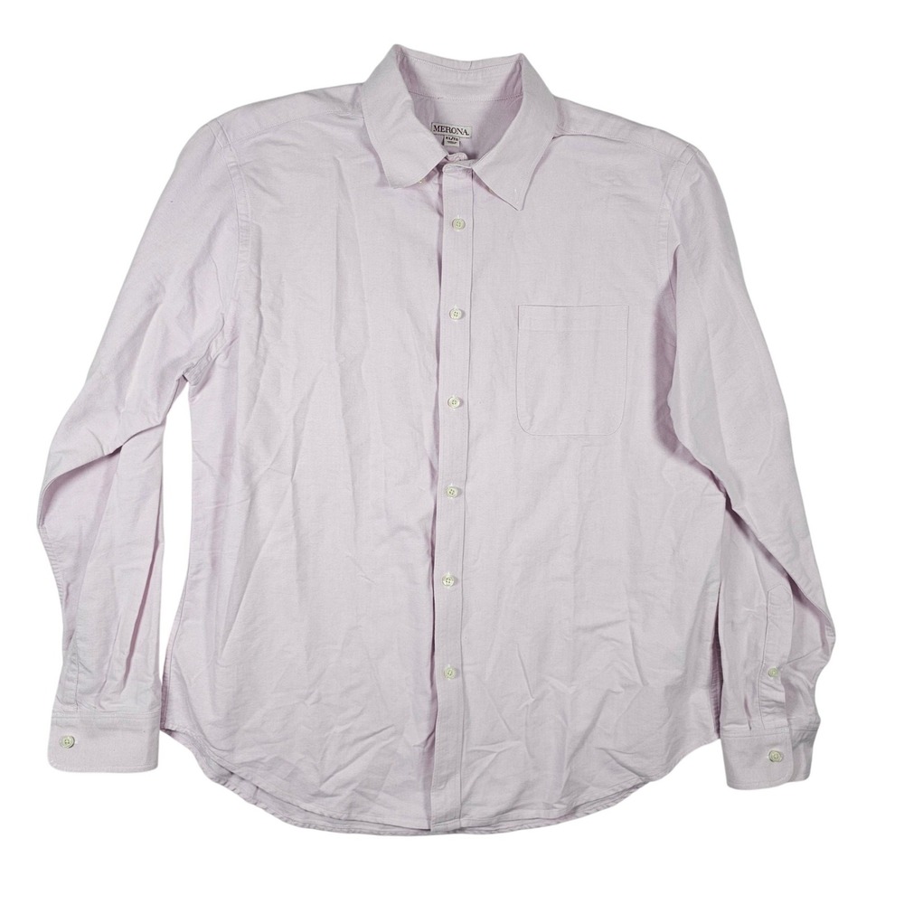Merona Mens XL Long Sleeve Button Down Shirt Lavender Light Purple Oxford Pocket